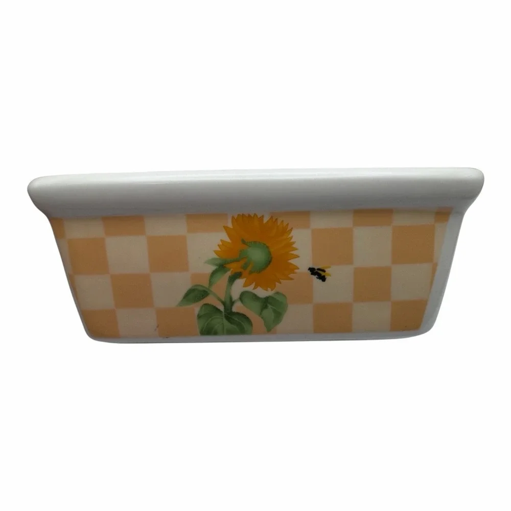 Garden Ridge Rooster & Sunflower Ceramic Mini Loaf Pans Set of 3 NEW